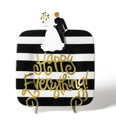 Black Stripe Happy Everything Mini Platter with bride and groom attachment