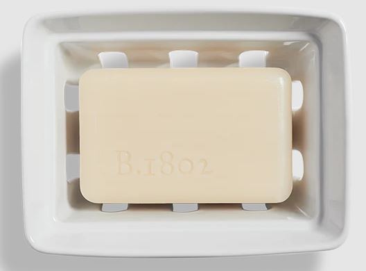 Beekman Ceramic Basket Soap Dish w Wooden Lid