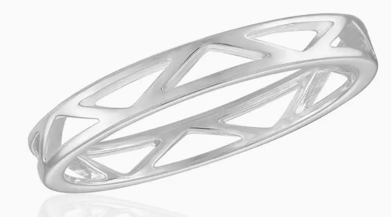 Cut Out Geometric Silver Stack Ring
