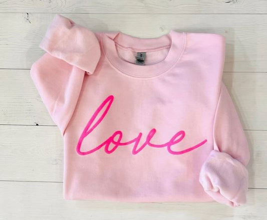 Embossed Love Pink Sweatshirt