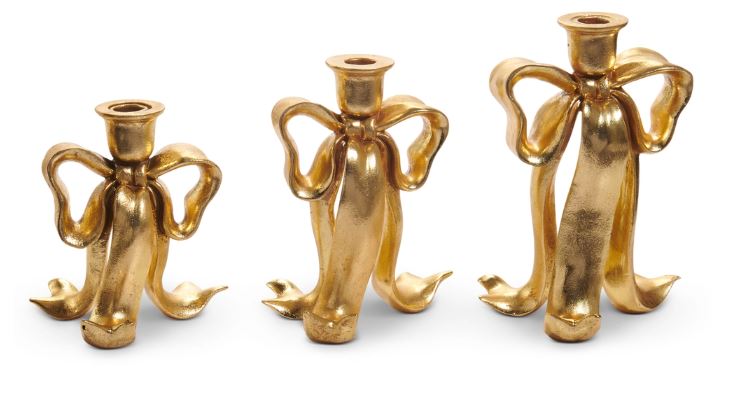 Gold Bow Candlestick Holder