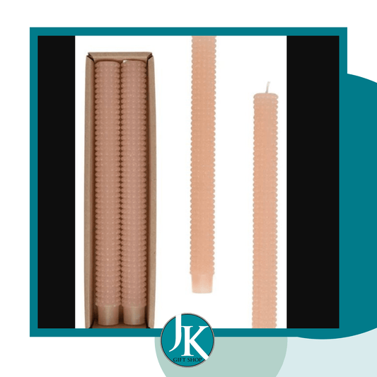 Hobnail Taper Candle Flesh Color Set/2 10" Unscented