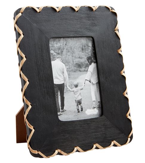 Lg Black Wood Frame w Woven Edge 5 x 7