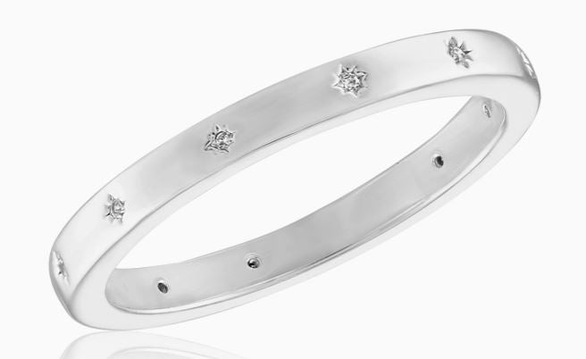 Mini Starburst Silver Stack Ring