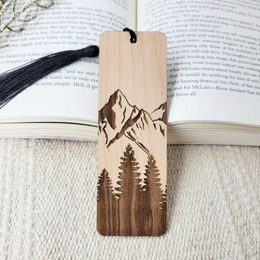 Mountain Forest Wooden Bookmark