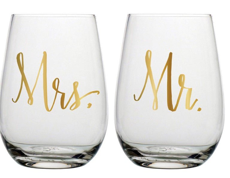 Mr & Mrs Stemless Wineglass Set/2