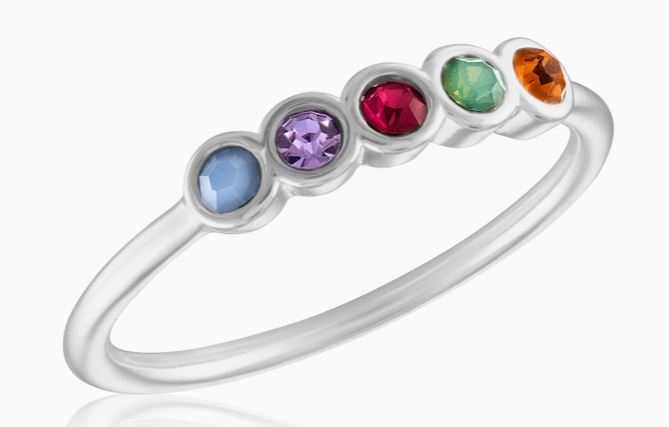 Pastel Five Stone Silver Stack Ring