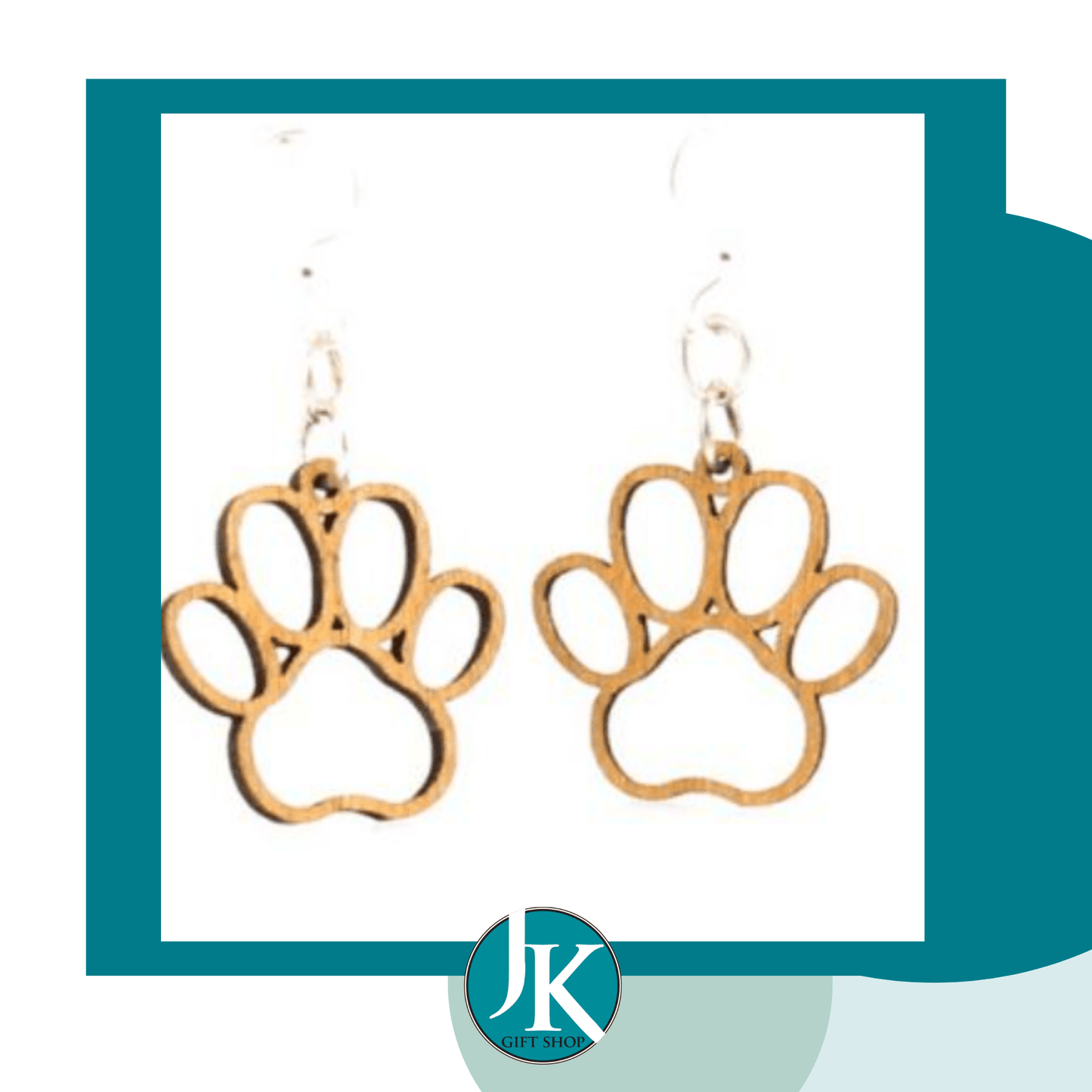Paw Print Wood Earrings