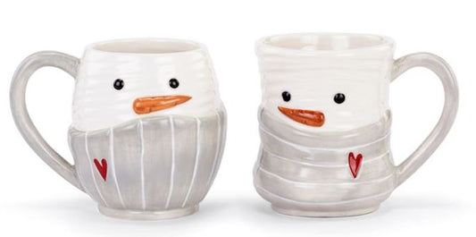 Red Heart Snowman Mug Set/2