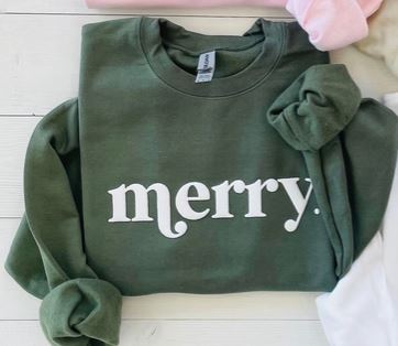 Retro Merry Sweatshirt Military Green