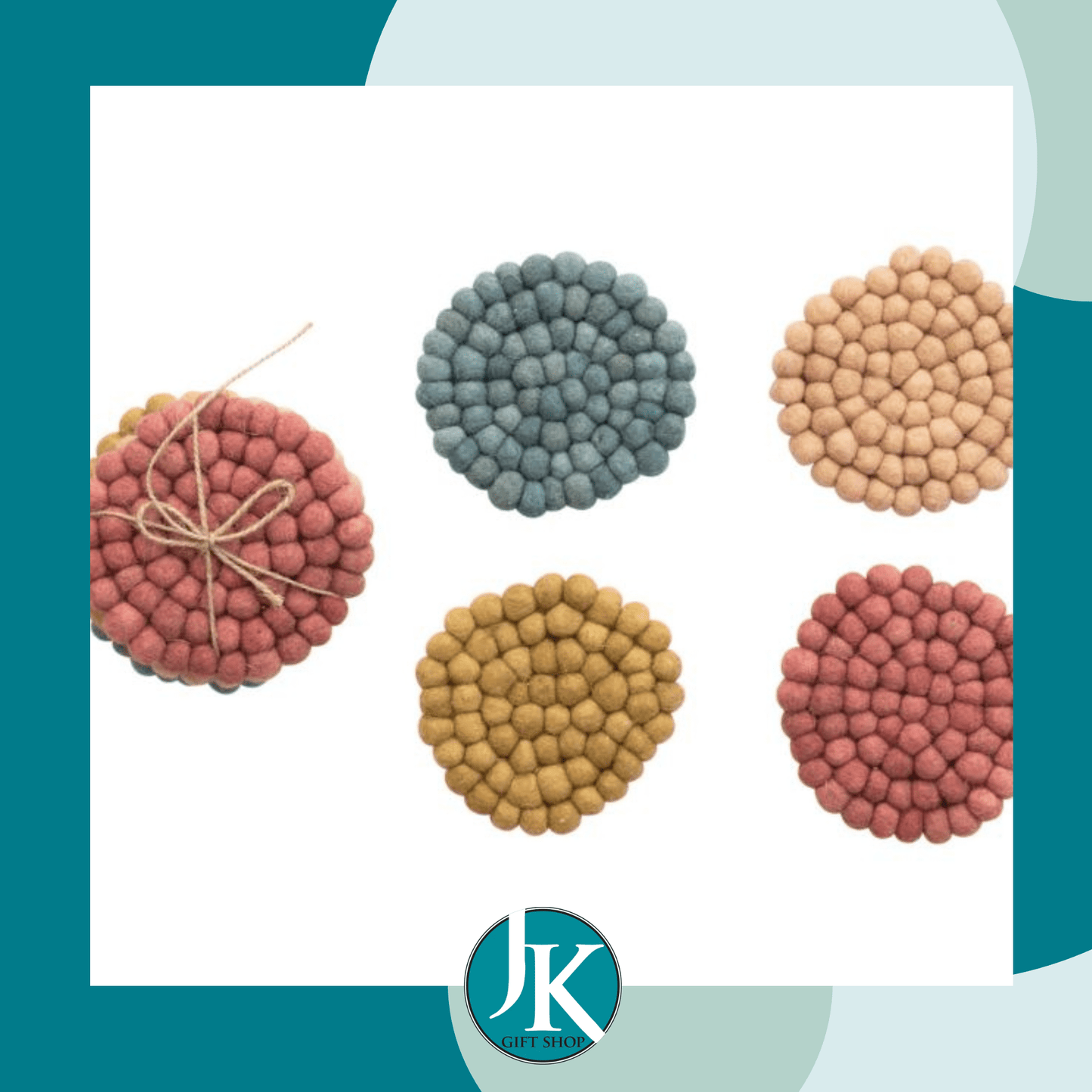 Round Wool Felt Coasters Set/4