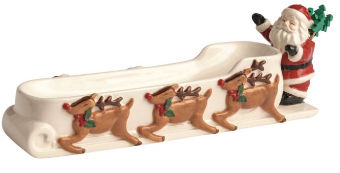 Santa Sleigh Cracker Dish w Picks