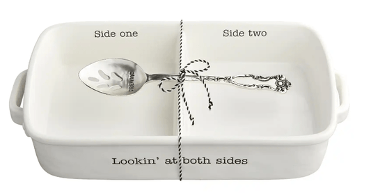 Sectioned Baking Dish " Lookin At Both Sides" Set With Spoon