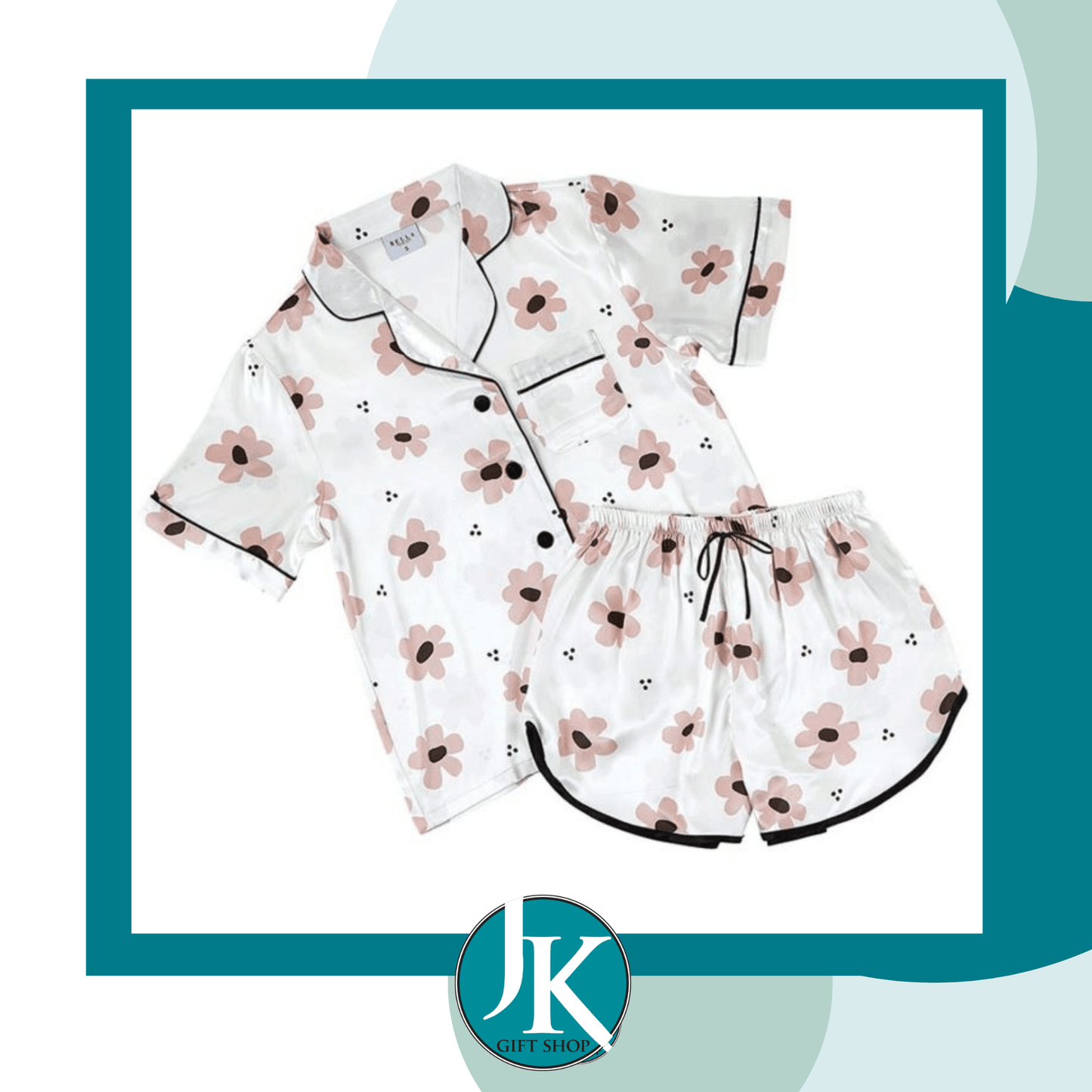 Shorts Set PJ's Flowers Pink/White
