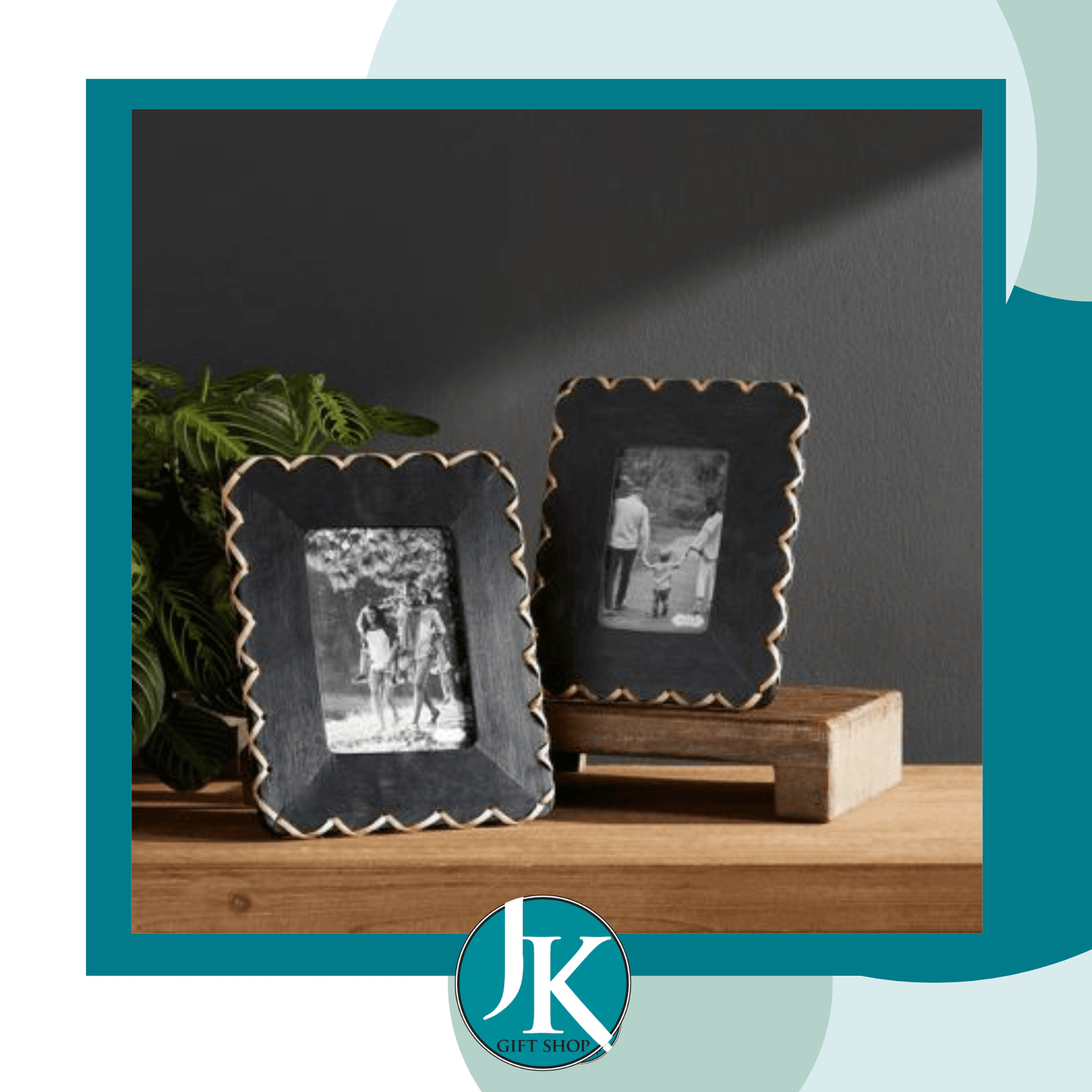 Lg Black Wood Frame w Woven Edge 5 x 7