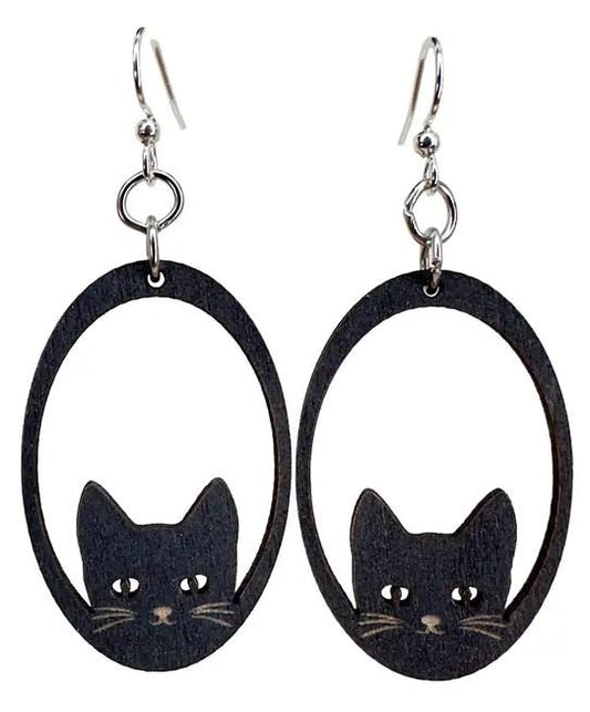 Sneaky Black Cat Earrings