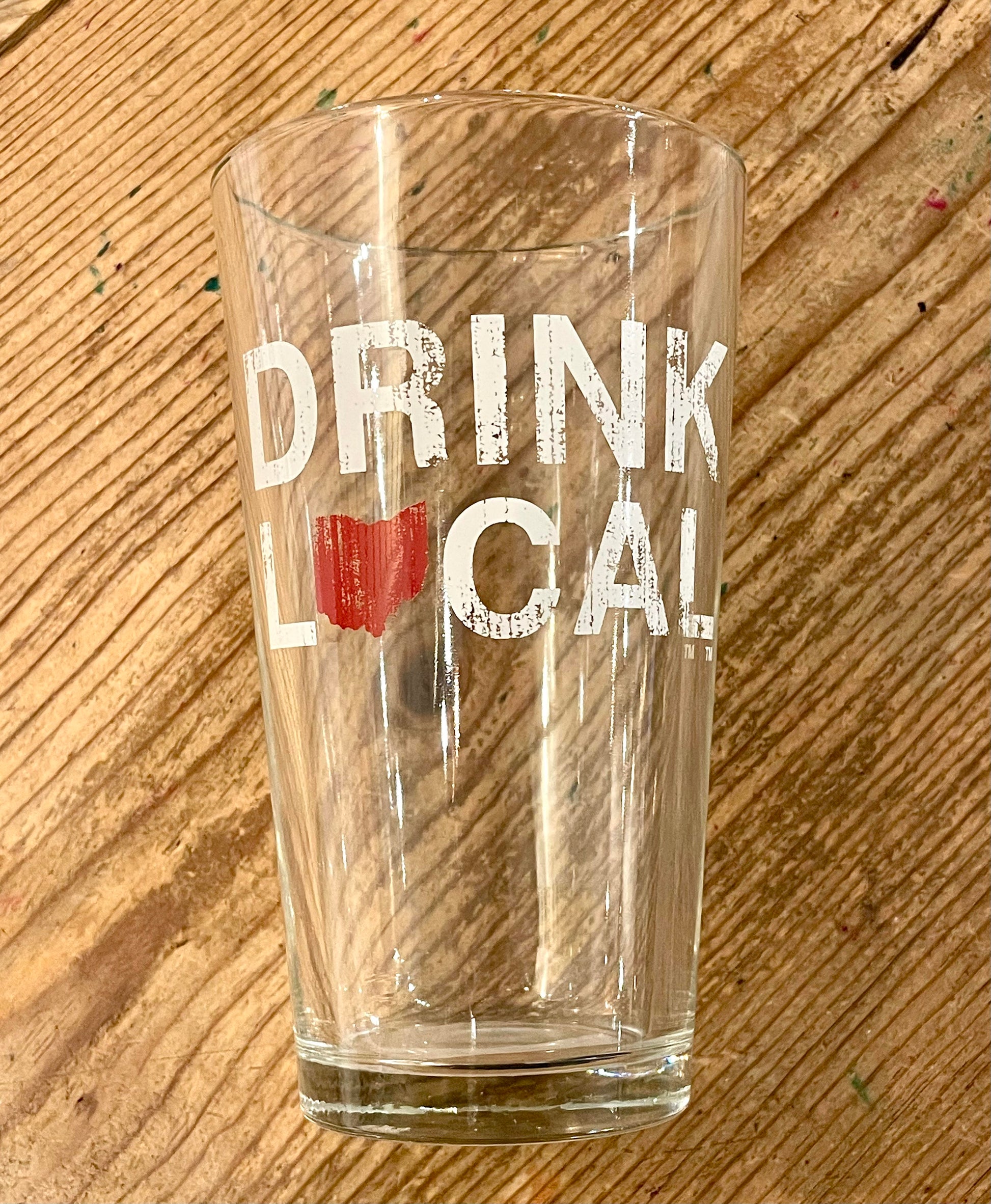 Drink Local Pint Glass Red