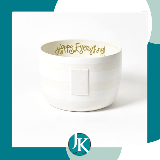 White Stripe Happy Everything Big Bowl