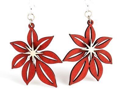 Wooden Poinsettia Earrings