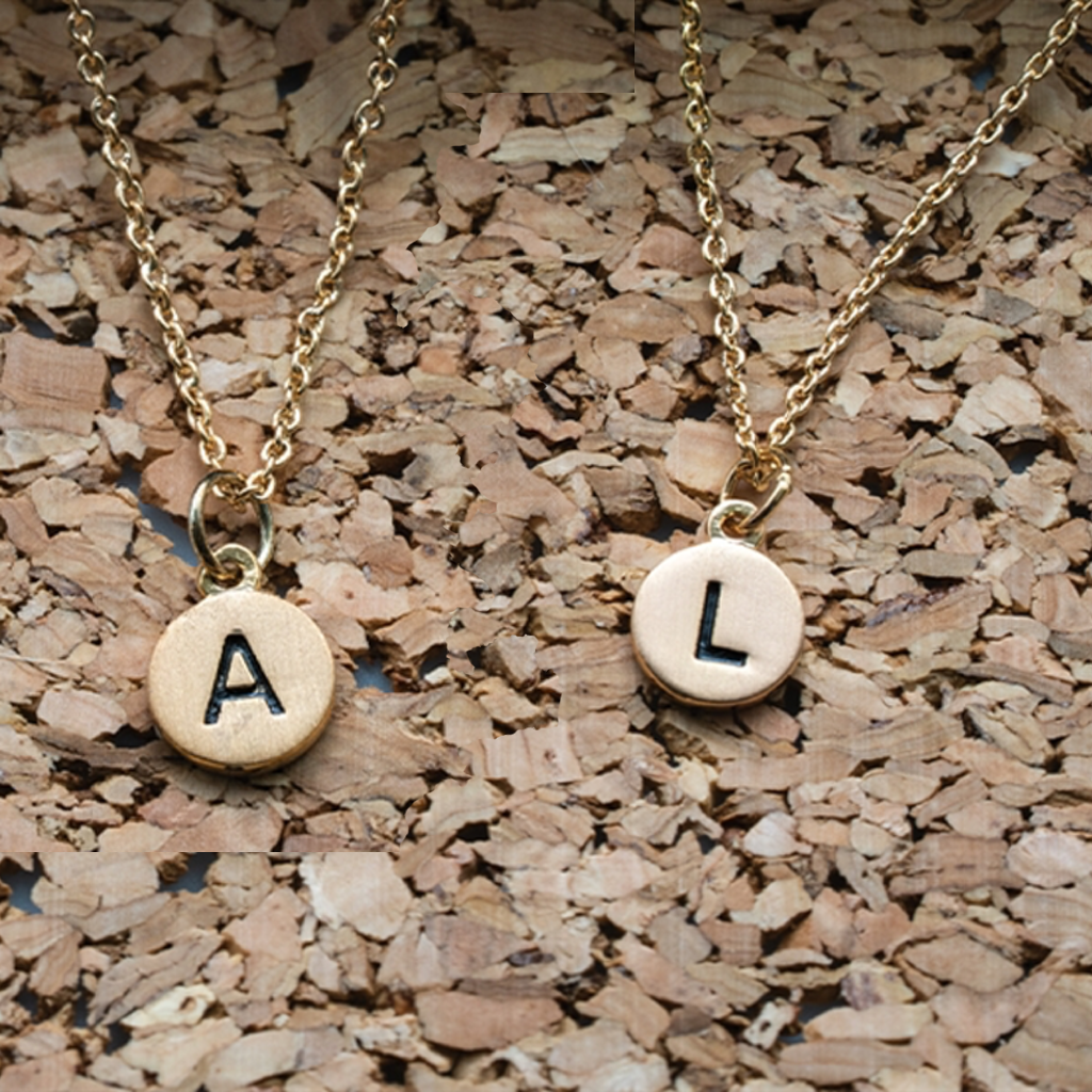 Initial Necklace Gold Disc - A and L