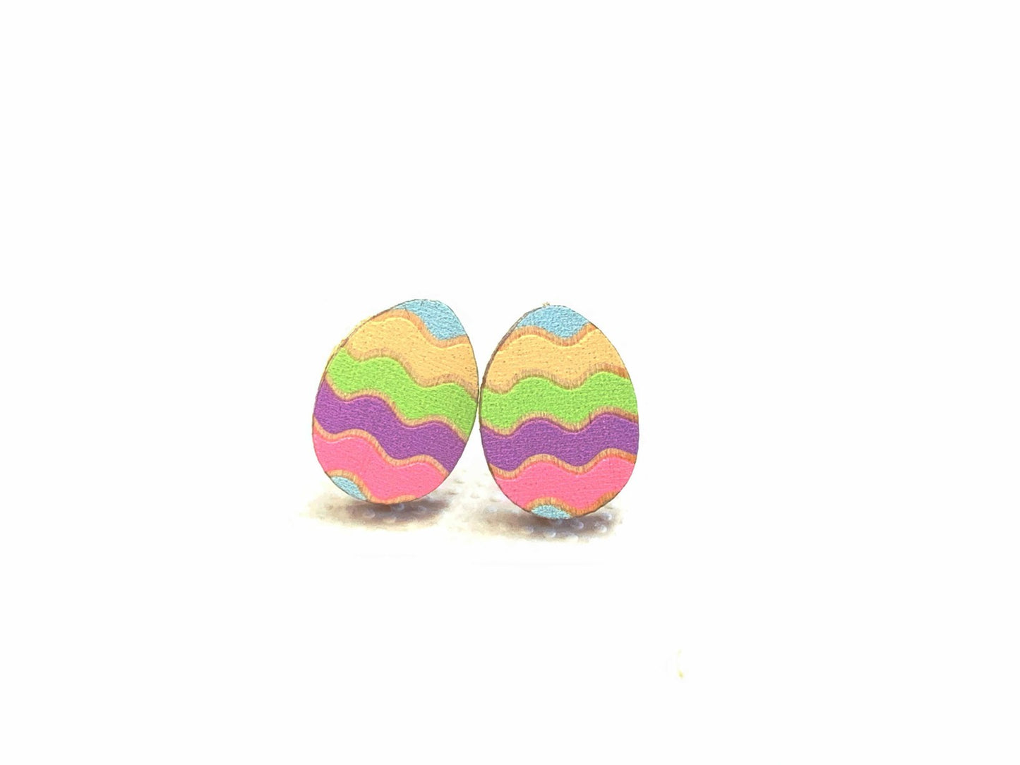 Easter Egg Wooden Stud Earrings