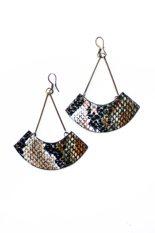 Gold and Faux Snakeskin Earrings