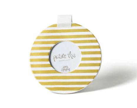 Gold Medium Stripe Mini Round Frame Happy Everything