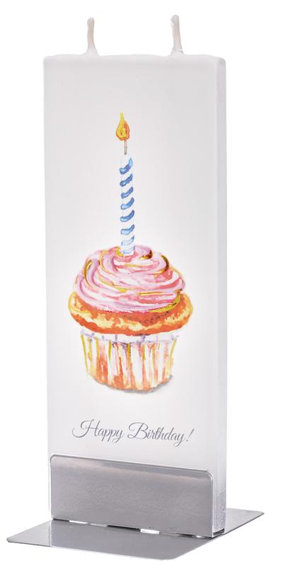 Happy Birthday Cupcake Flat Candle