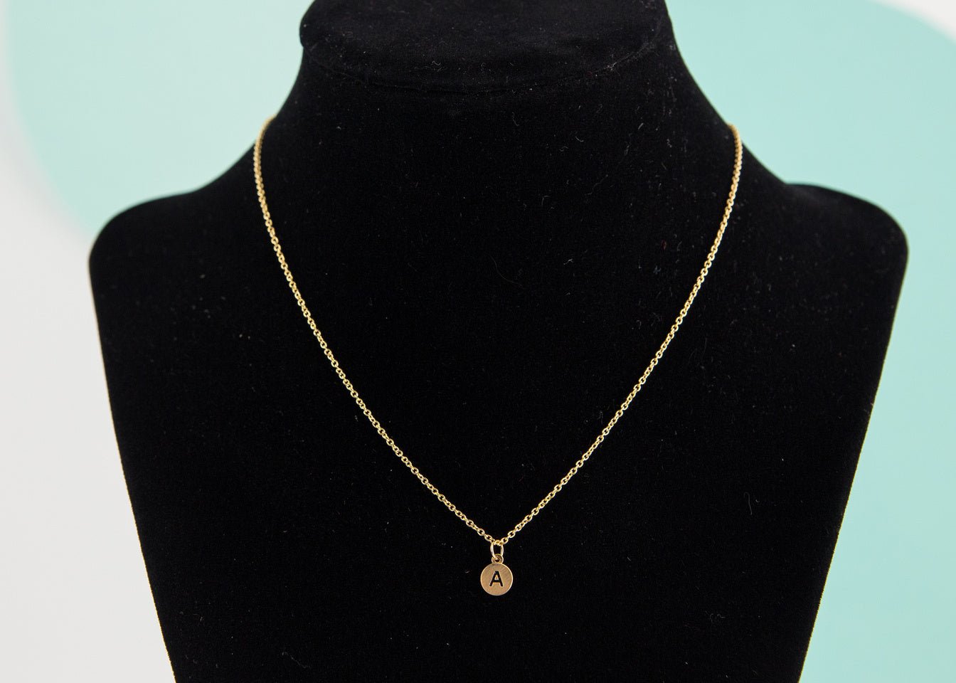 Initial Necklace Gold Disc - A
