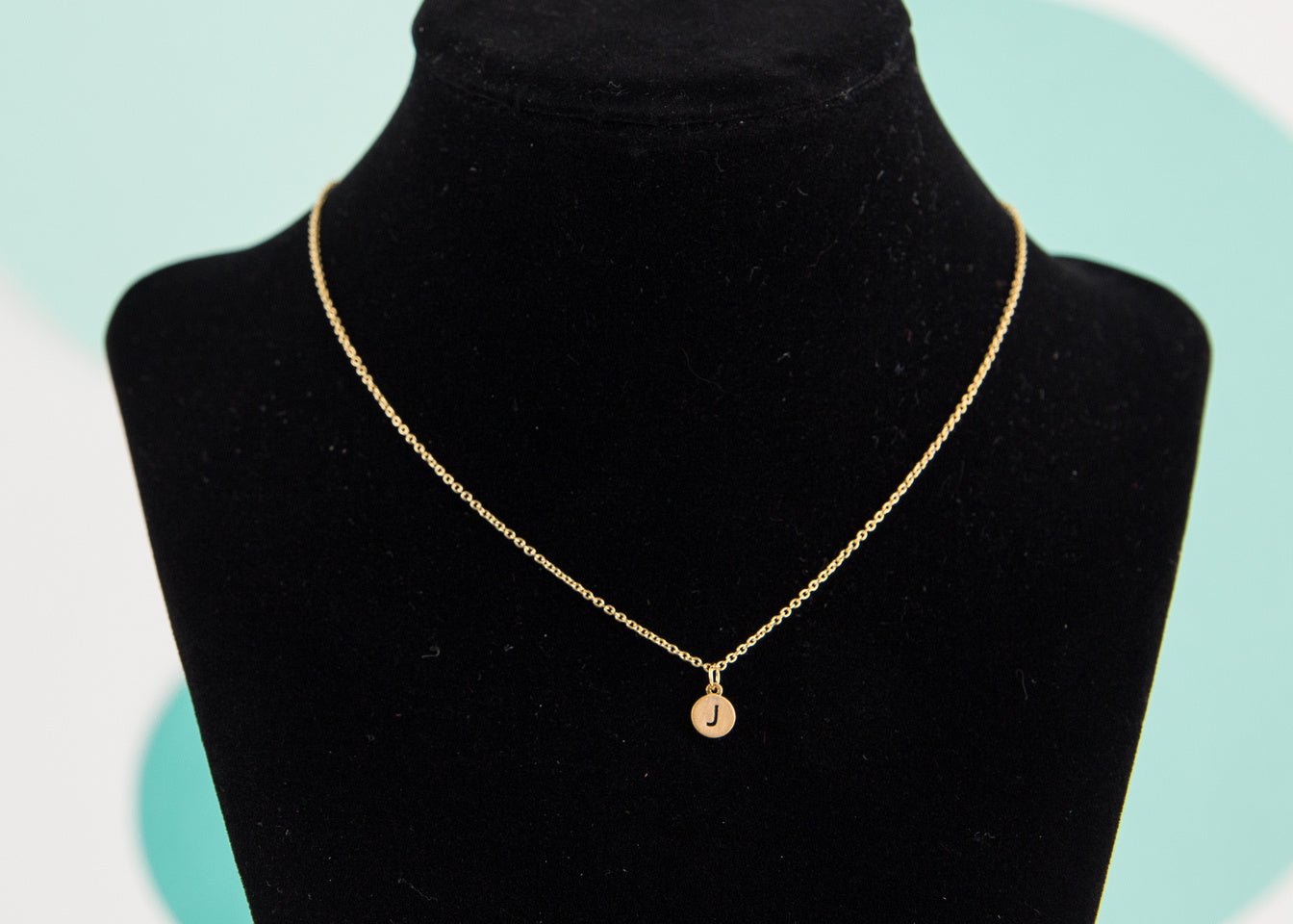 Initial Necklace Gold Disc - J