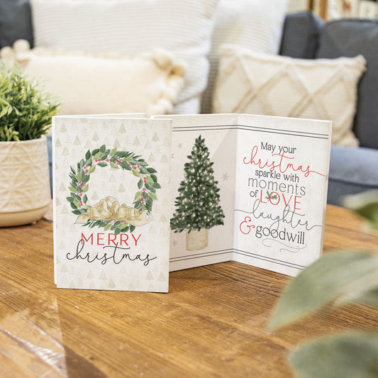 Merry Christmas Wreath Sentiment Folding Card