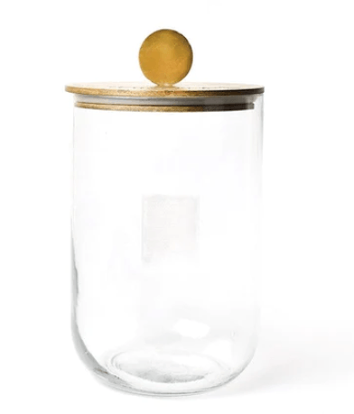 Medium  Wooden Lid Glass Jar Happy Everything