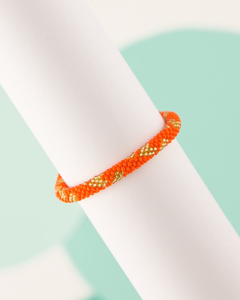 Pink and Orange Beaded Stackable Bracelet