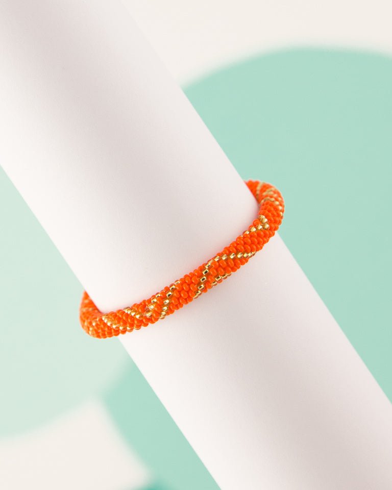 Pink and Orange Beaded Stackable Bracelet
