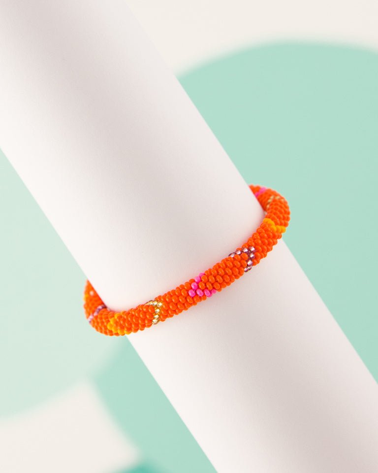 Pink and Orange Beaded Stackable Bracelet