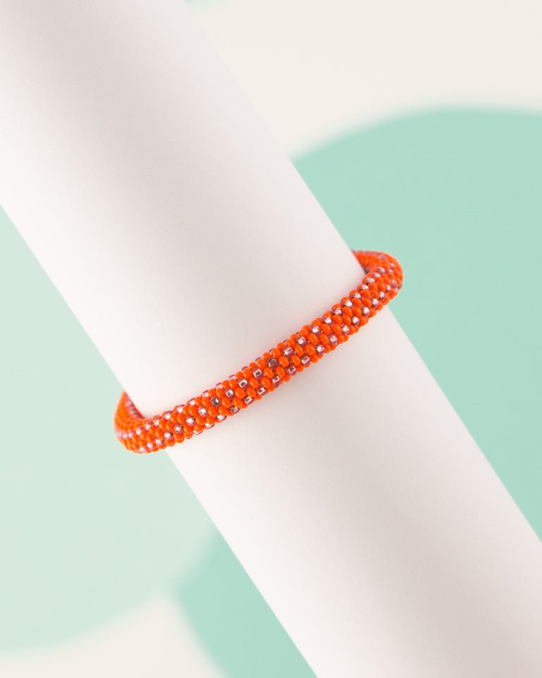 Pink and Orange Beaded Stackable Bracelet