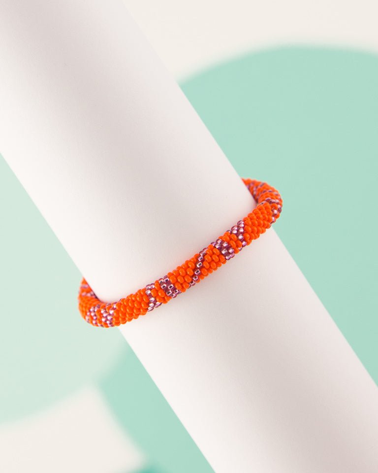 Pink and Orange Beaded Stackable Bracelet
