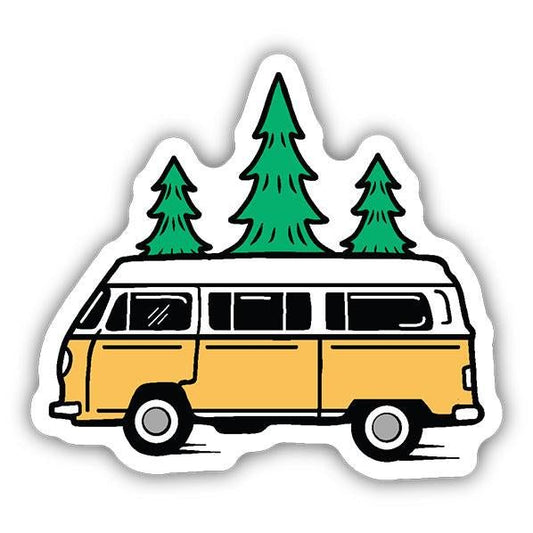 Yellow Bus and Trees Sticker